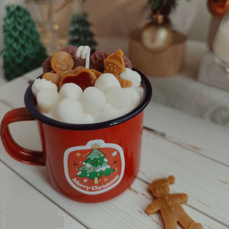 Cup Aromatic Tasty Hot Chocolate Marshmallows Decorated Red Candy