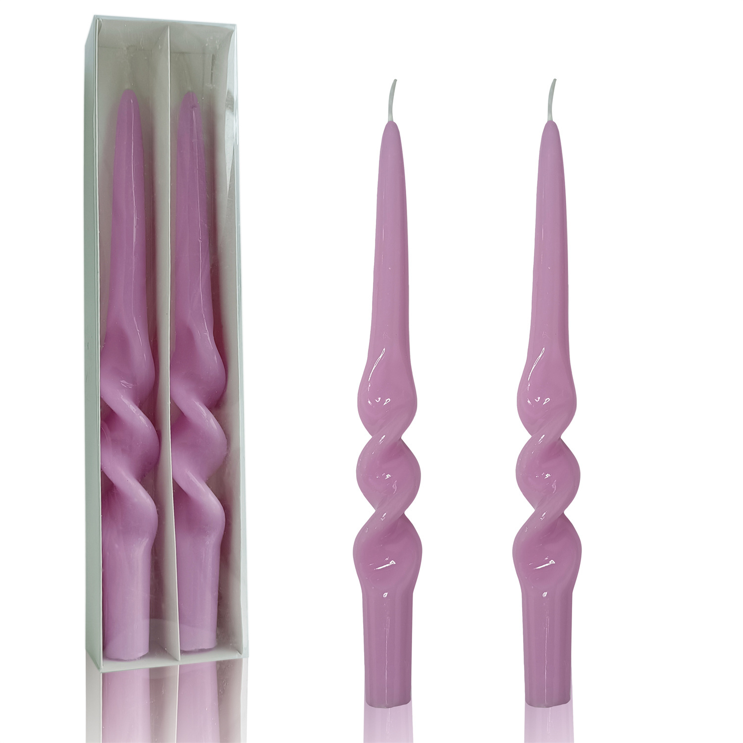 Handmade Spiral Taper Candles With Christmas Atmosphere, Red And