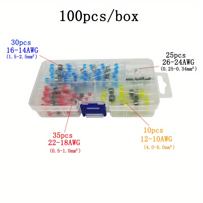 150PCS Heat Shrink Crimp Ring Connectors #10 Blue 16-14 AWG - Sopoby  Electrical Ring Terminals - Heat Shrink Wire Connector Kit - Automotive,  Marine