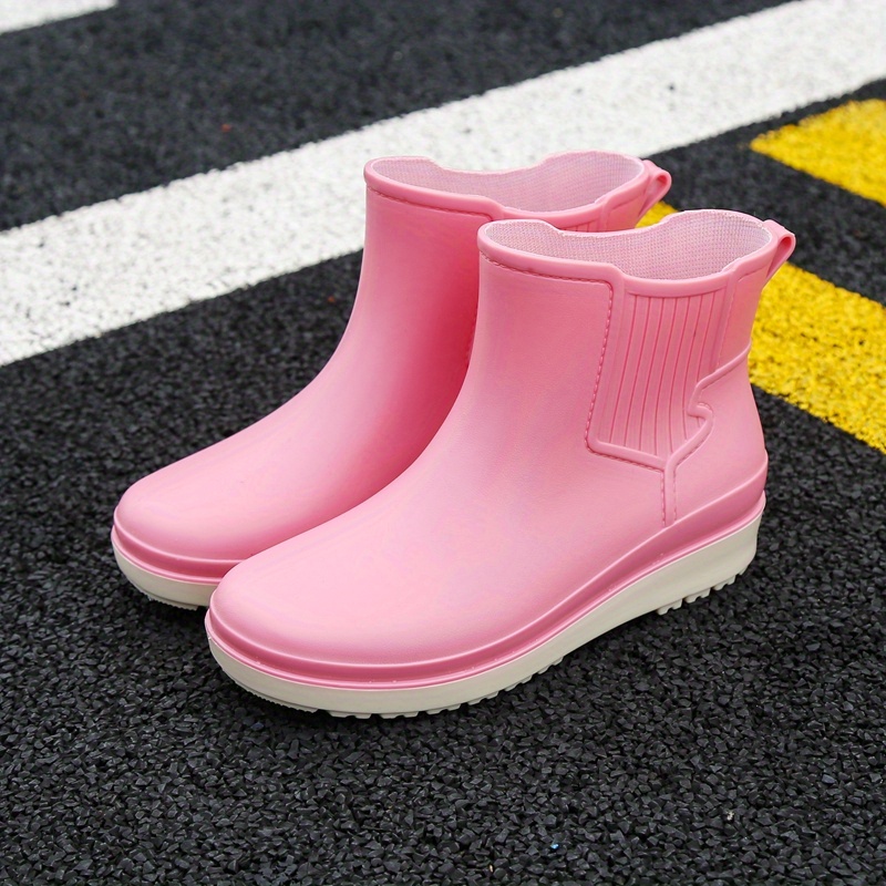 Women's Waterproof Ankle Rainboots, Solid Color