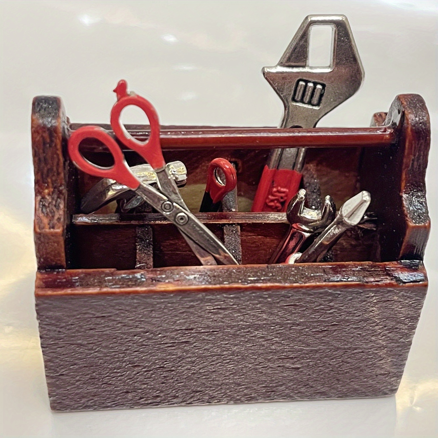 Miniature Wooden Doll House Toolbox with Metal Tools Set Dollhouse Toolbox  with Tools for Dollhouse Miniature Tools Set - AliExpress