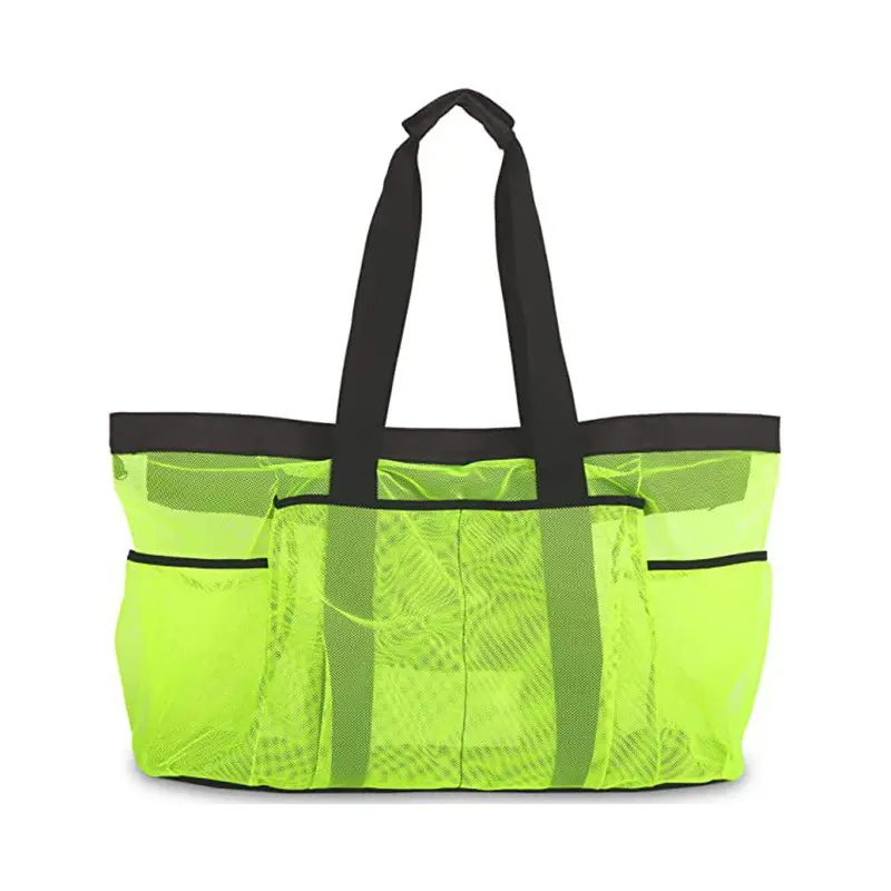 Extra Large Beach Bag Mesh Tote With Zipper And Pockets - Temu