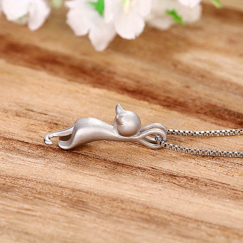 Image of Simple Cute Cat Dangle Necklace For Women Daily Casual Party Jewelry Lover Birthday Gift
