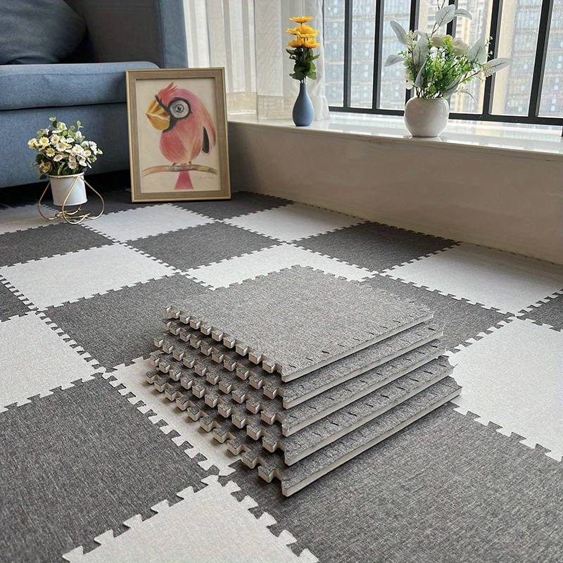 Plush Puzzle Foam Floor Mats Soft Interlocking Carpet - Temu