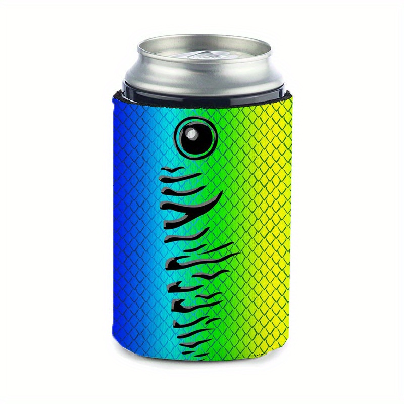 1pc Fishing Lure Tumbler Style Design Printed Neoprene Can Cooler Lid  Insulated Lid Standard 12oz Can Blank Beer And Soda Can Cooler