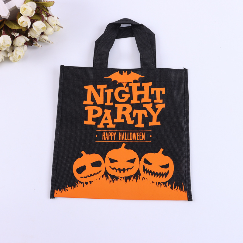 Halloween Candy Bag Non Woven Pumpkin Handbag Party Decoration