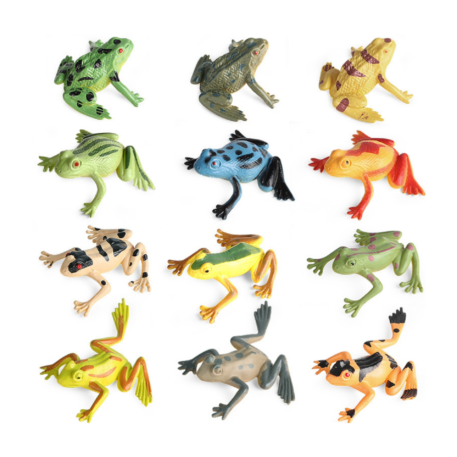 CHENGU Plastic Frogs Toy Tiny Rubber Material Frogs Mini Funny Frog Animal  Realistic Frog Figure Toys Fun Rainforest Character Toys Table Home Decor  for Party Favors (Solid Style, 40 Pcs), Miniatures 