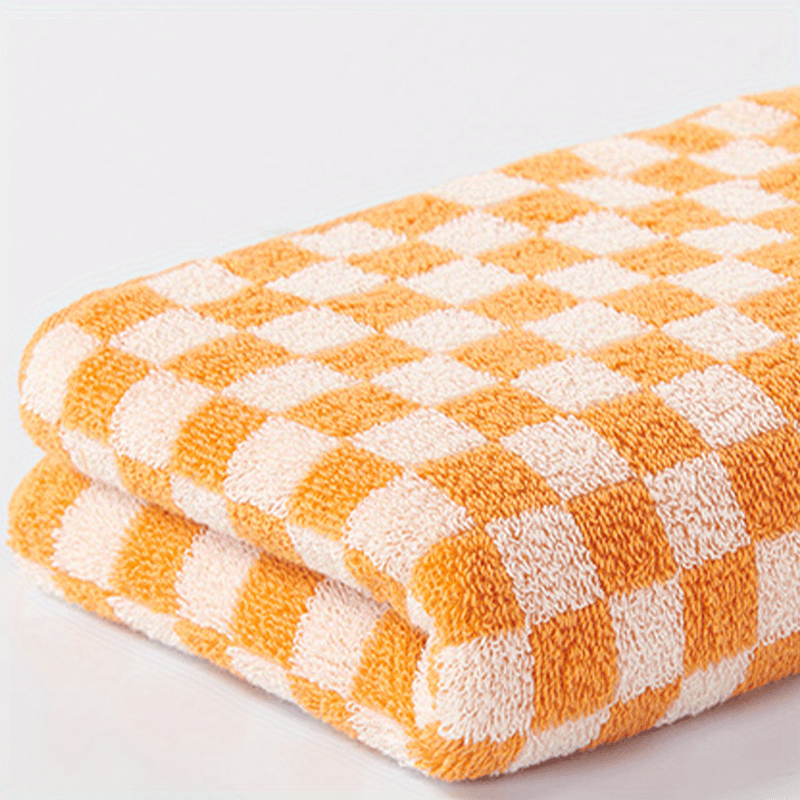 5pcs Plaid Pattern Hand Towel Cotton Soft Face Towel Absorbent Hand Towel