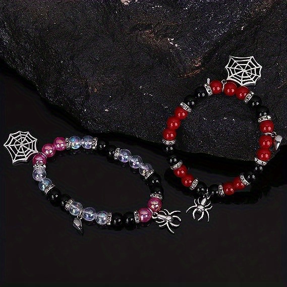 Halloween Series Magnetic Spider Web Pendant Bracelets - Temu