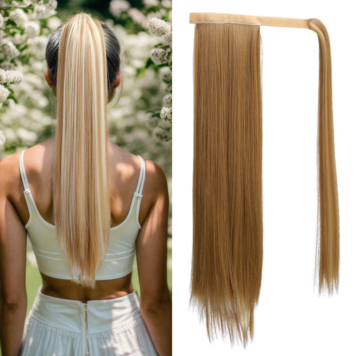 Long Straight Ponytail Extensions Synthetic Clip In Hair Extensions