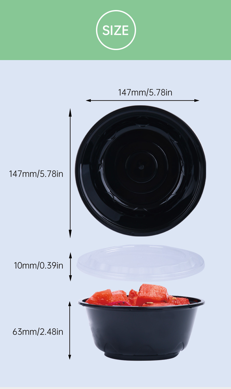 Plastic Black Bowls With Lids Round Food Storage Containers - Temu