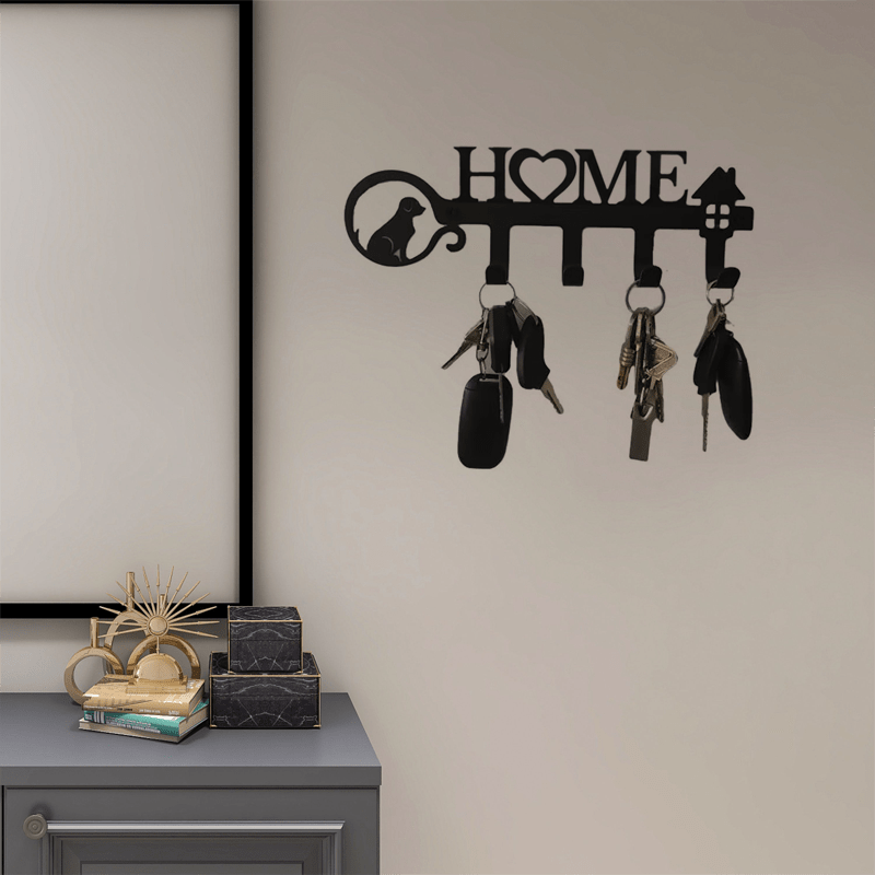 Key Holder Black Metal Wall Mount Vintage Keys Hook Home Decor Rustic  Western Key Hanger Decorative Hooks For Front Door Kitchen And Home