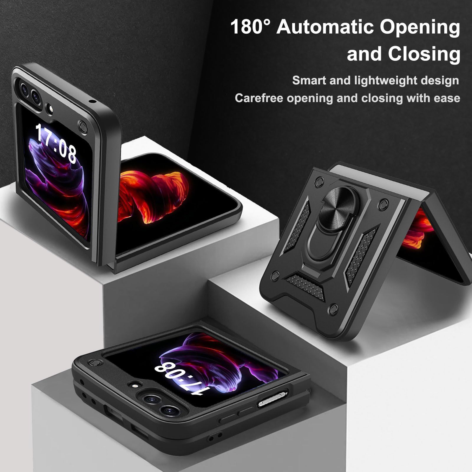 For Samsung Galaxy Z Flip 5 4 Z Flip 3 Shockproof Luxury Ring Folding Case  Cover