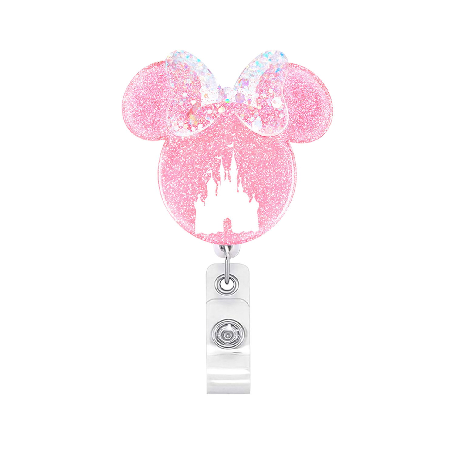 Cute Cartoon Animal Acrylic Bow Mouse Retractable Id Badge - Temu