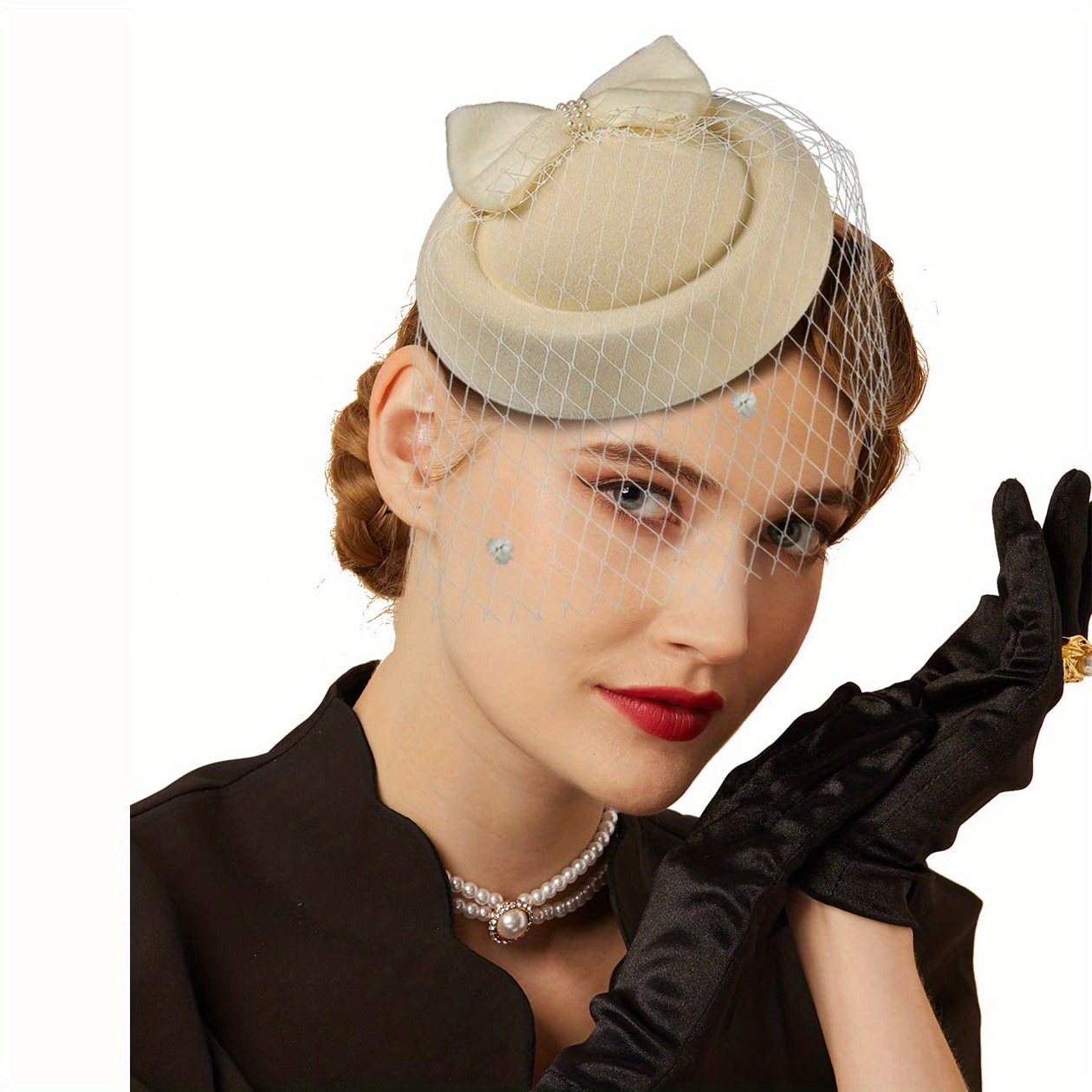 Vintage Pillbox Hat Hair Clip Fascinator Hats For Women Cocktail Hat Tea Party Headwear Pillbox Fascinator details 2