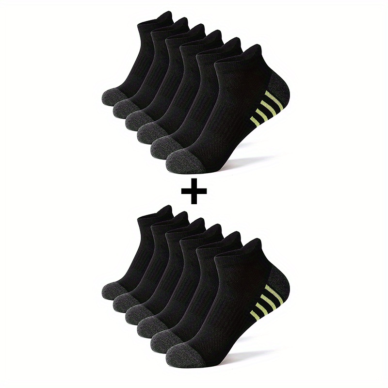 Image of 12 Pairs Unisex Striped Athletic Socks, Combed Soft Breathable Summer Fitness Outdoor Short Socks