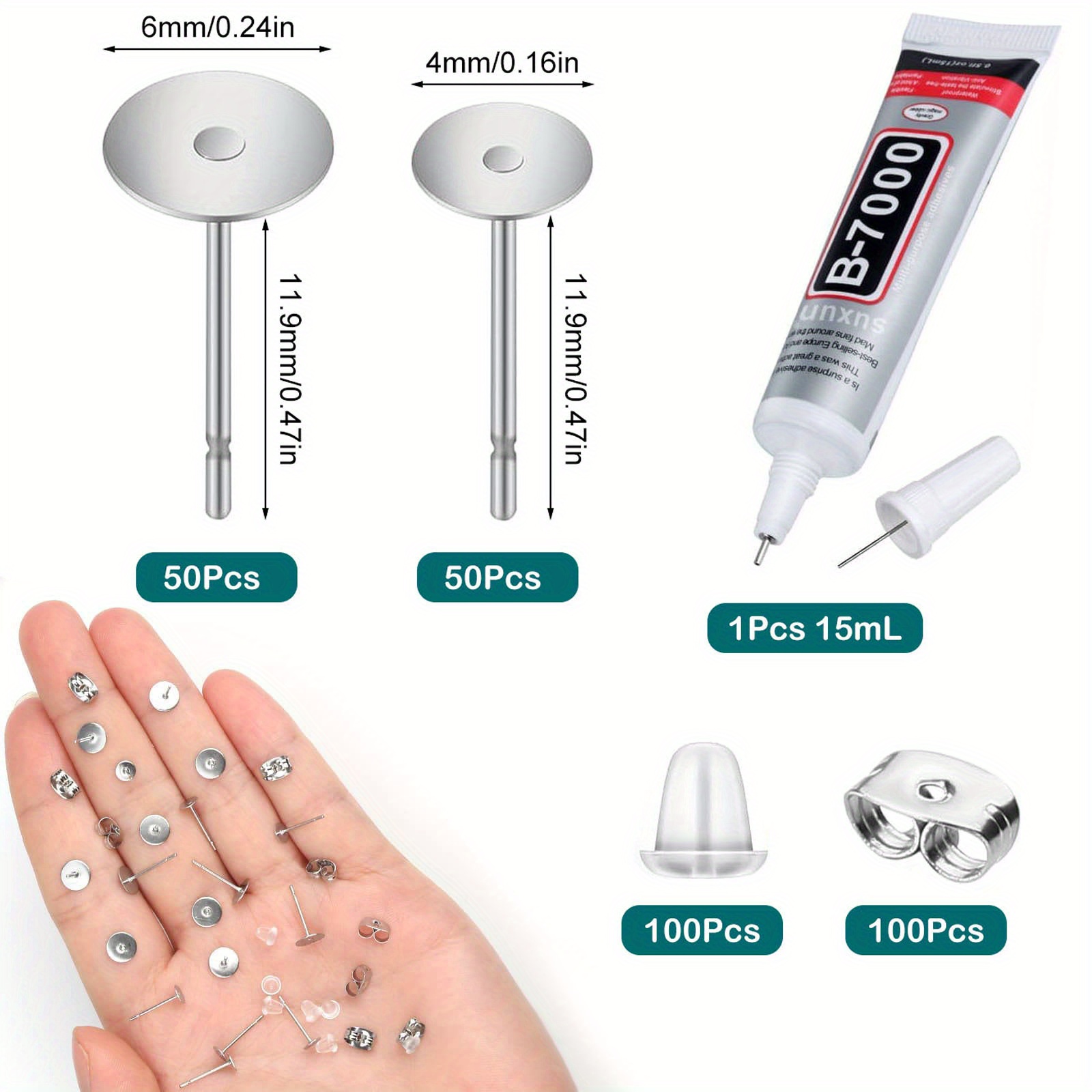 Jewelry Glue With Earring Posts Stainless Steel Earring - Temu