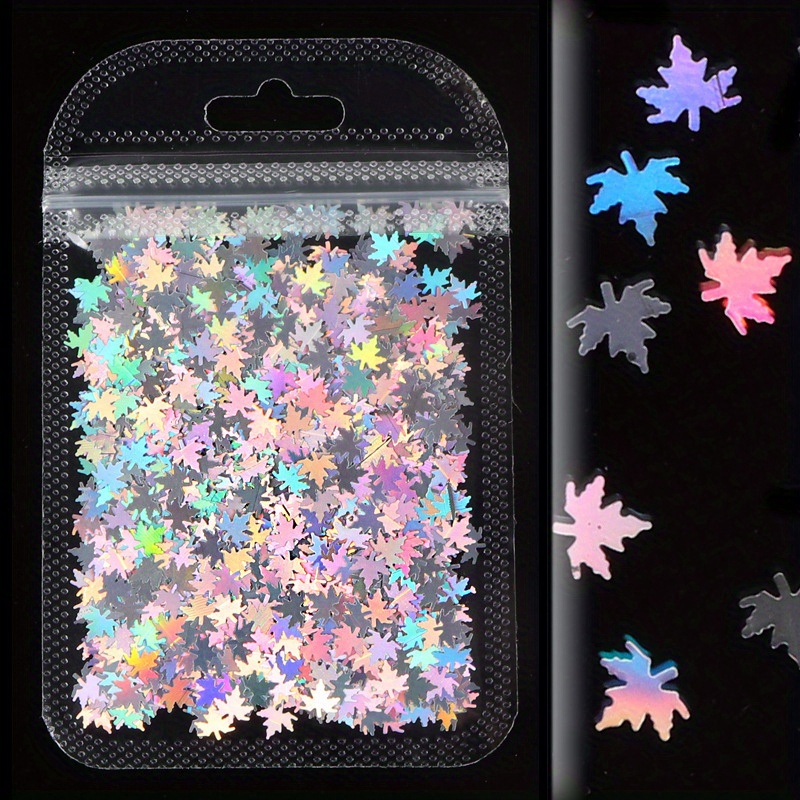 Holographic Maple Leaf Nail Glitter Sequins Chunky Flakes - Temu