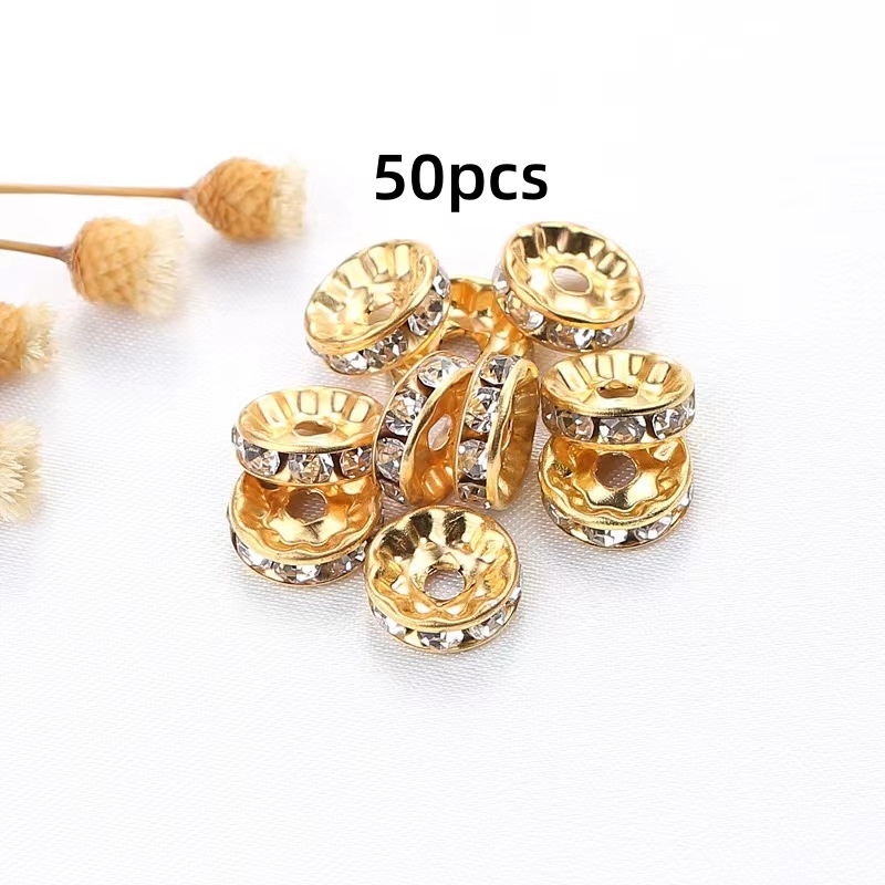 Rhinestone Rondelles Spacers Crystal Beads For Diy Jewelry - Temu