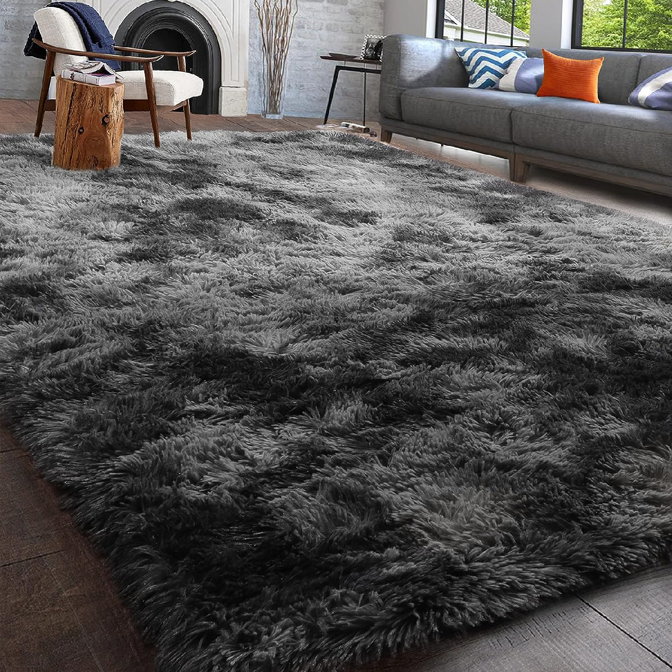 Large Shaggy Fluffy Rugs Anti-Slip Super Soft Mat Living Room Bedroom  Carpet Rug