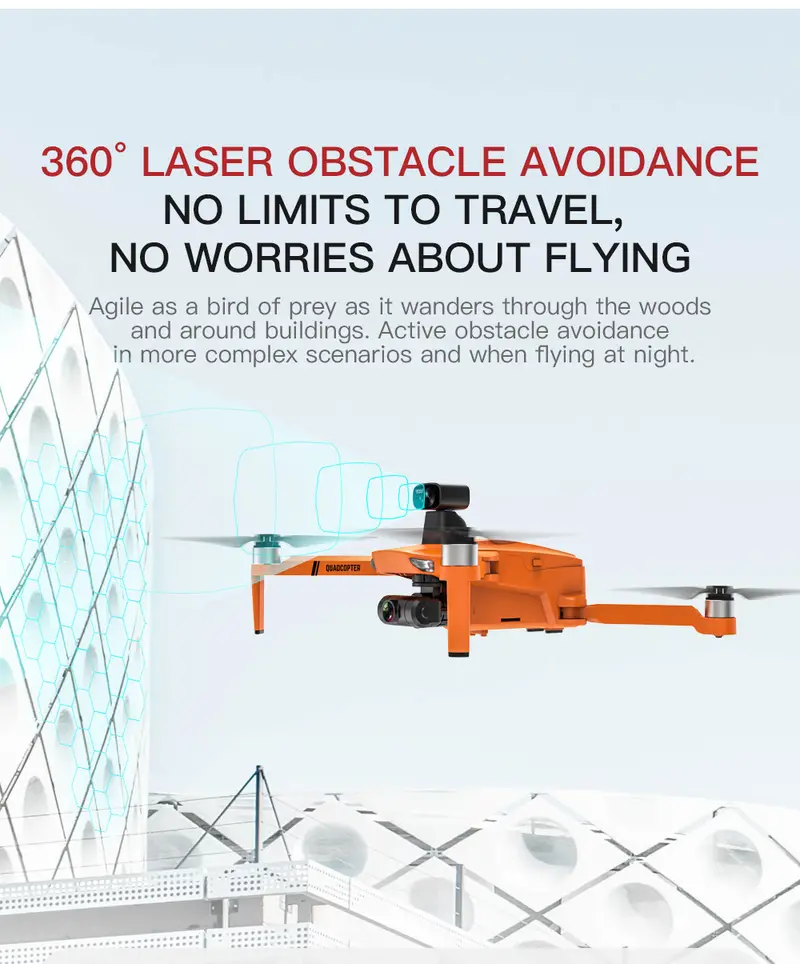 kf102 orange grey upgraded obstacle avoidance gps remote control drone with hd dual camera 1 battery 32g memory card 2 axis self stabilizing electronic anti shake gimbal brushless motor wifi fpv details 3
