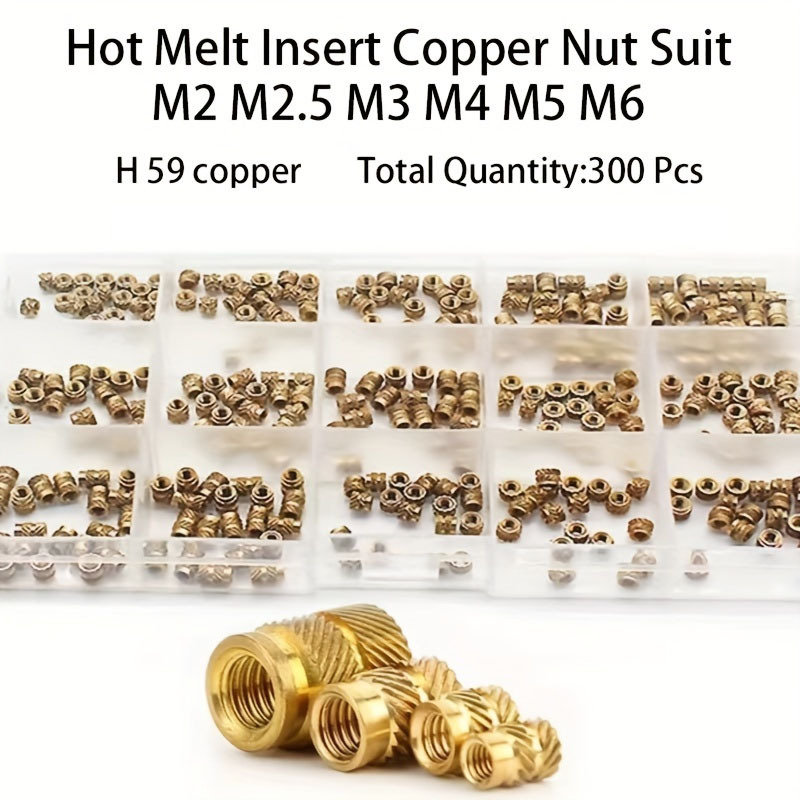 Slinx M2 M2.5 M3 M4 M5 M6 Brass Insert Nut Set Heat Hot Melt Thread Copper  Knurled Embedment Nut Or Bolt For 3d Printer Assortment Kit