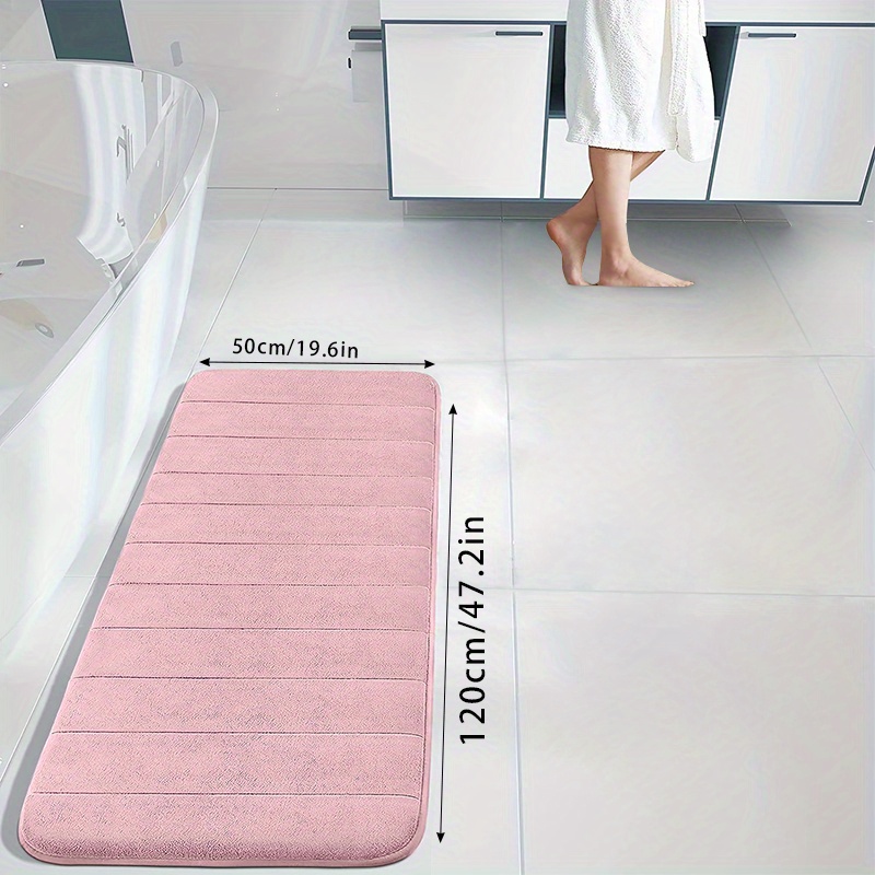 1pc Extra Long Pebble Pattern Bathroom Rug, Pink Color, Flannel