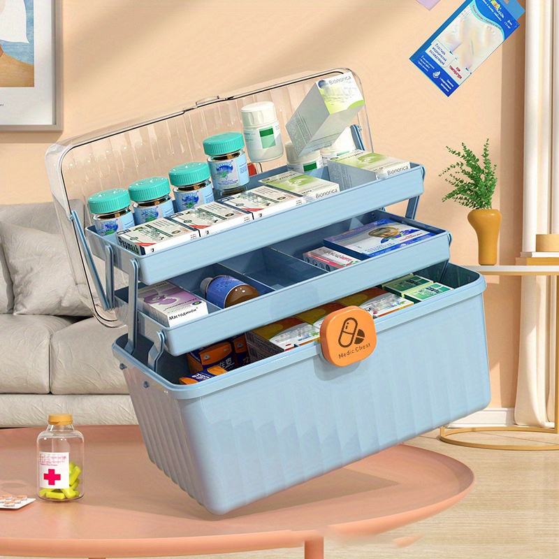 Large Capacity Family Medicine Organizer Box Portable Plastic First Aid Kit Medicine  Storage Container Family Emergency