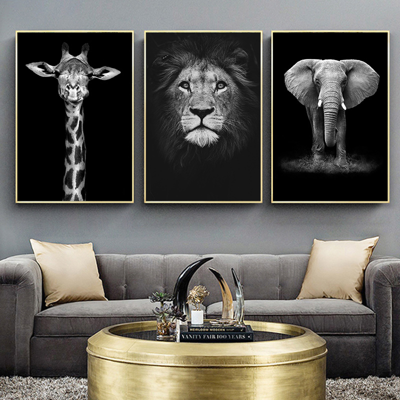 3pcs/set Elefante Leone Giraffa Pittura A Olio Animale In - Temu Italy