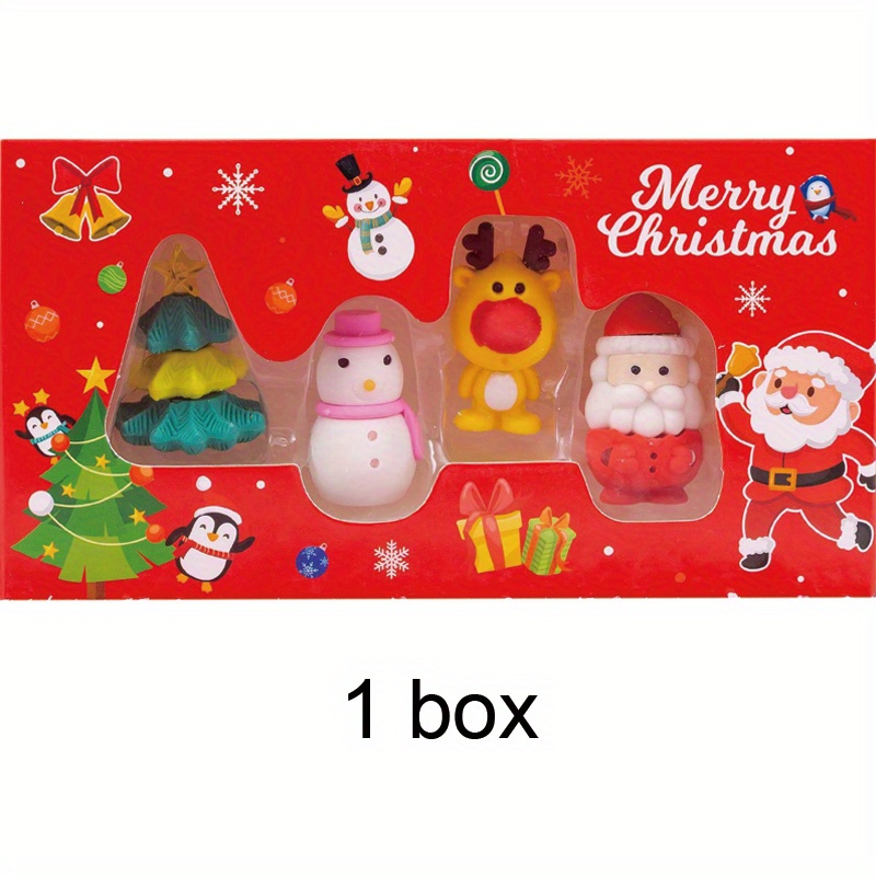 12x Christmas Erasers Santa Claus Christmas Tree Holiday Erasers