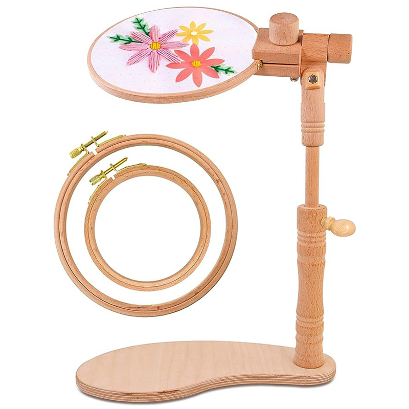 Embroidery Hoop Stand, Hands Free Cross Stitch Stand, Easy to Use  Embroidery Hoop Holder, Wooden Lap Embroidery Hoop Stand for Sewing,  Adjustabl