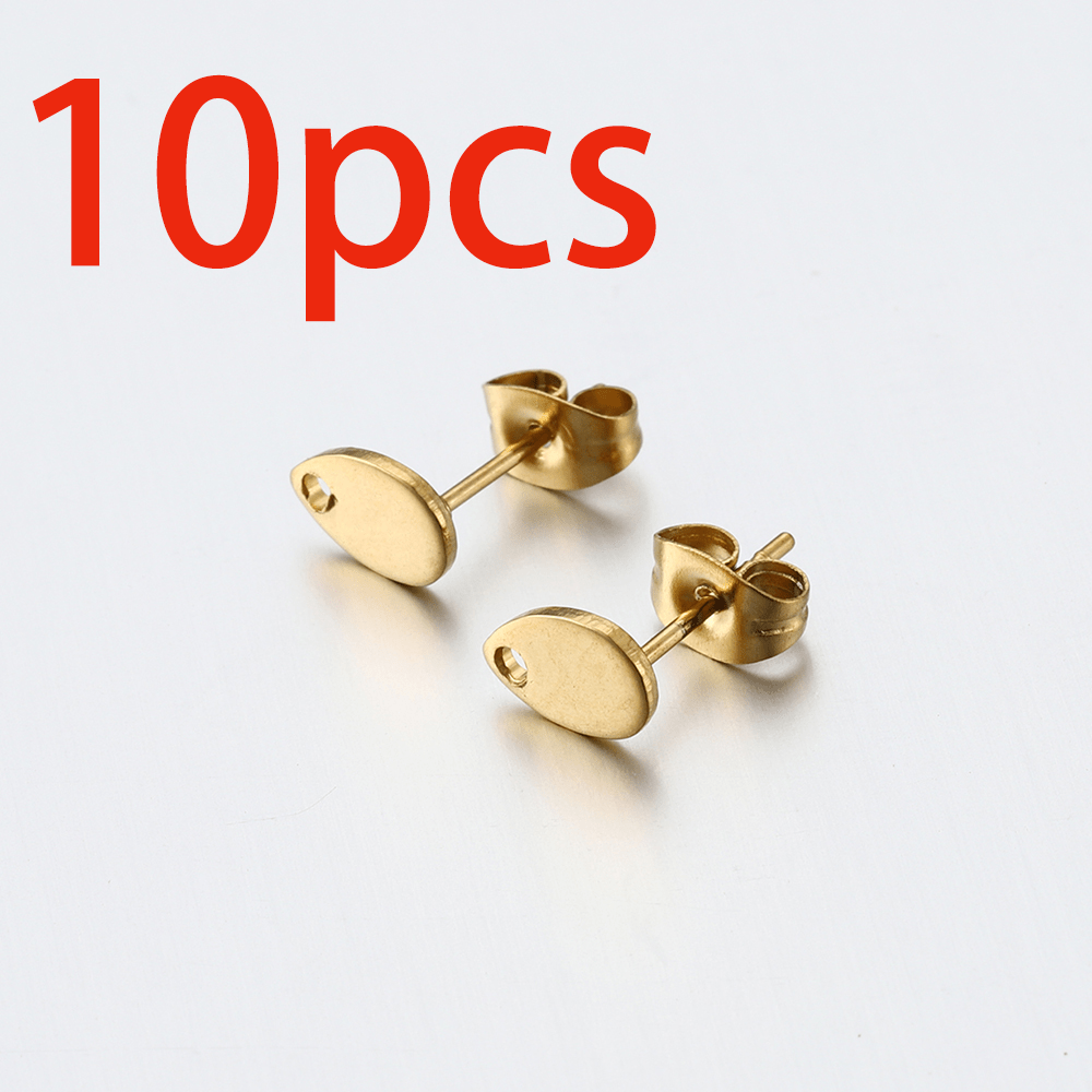10pcs Stainless Steel Round Heart Stud Earrings With Holes, Color-preserving Plating, Flat Stud Earring Pins And Earplugs Accessories Small Business Supplies