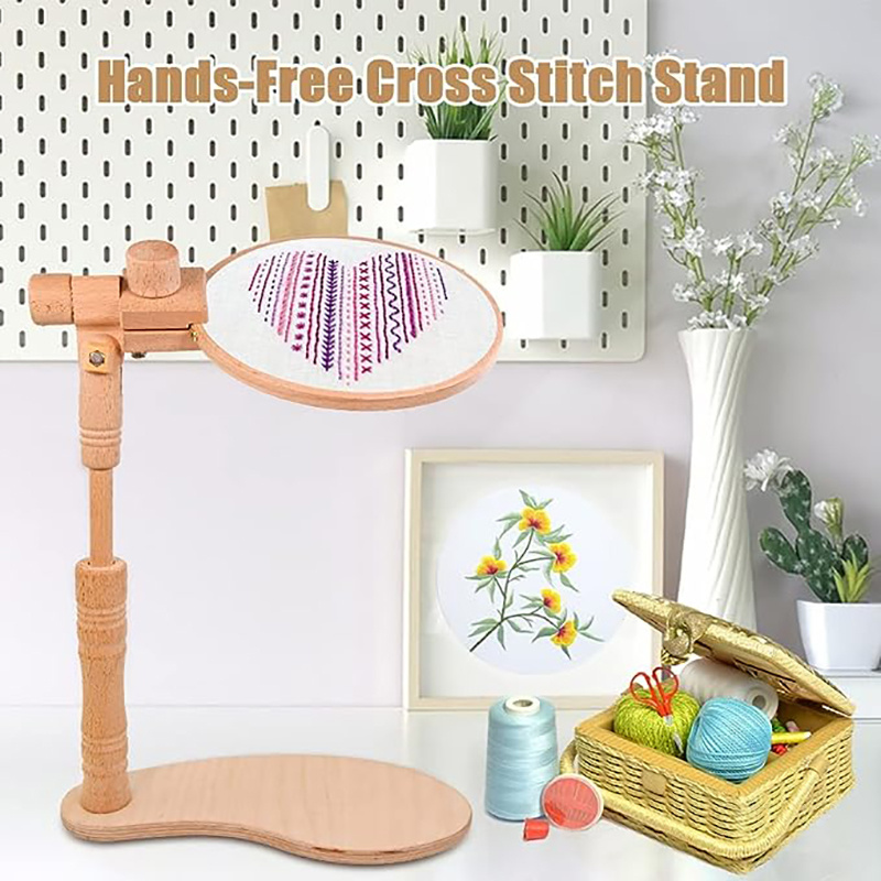 Adjustable Embroidery Hoop Stand Wooden Embroidery Stand, Embroidery Hoop  Holder for Cross Stitching DIY Embroidery KXRE - AliExpress