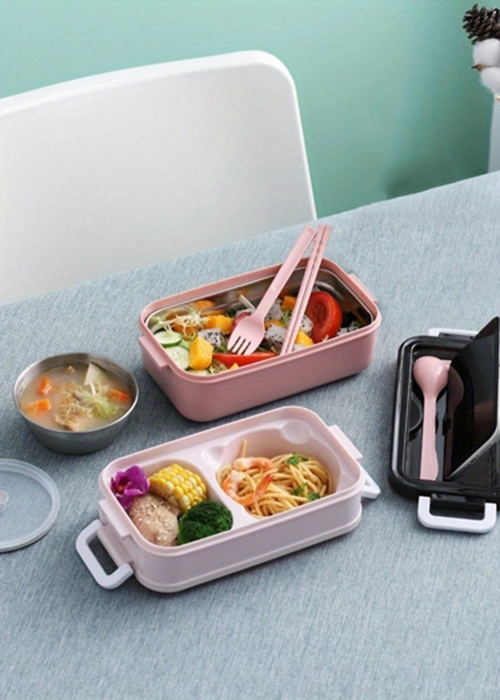 Fridja Stainless Steel Lunch Box Student Insulation Work Lunch Box  Double-Layer Portable Large-Capacity Multi-Layer Lunch Box 