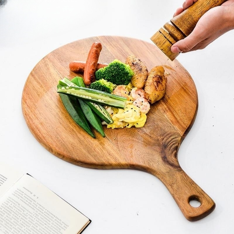 Cake Dessert Serving Plate, Wood Pizza Paddle Cutting Board Small Chopping  Board With Handle Round Cheese Paddle Board Charcuterie Serving Tray For  Meat Cheese Bread Vegetables Fruits - Temu