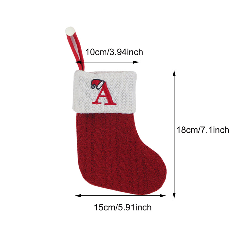 1pc christmas supplies decorative knitted socks stockings embroidery candy gift bag alphabet christmas socks gift bag scene decor room decor home decor holiday party decor christmas decor details 6