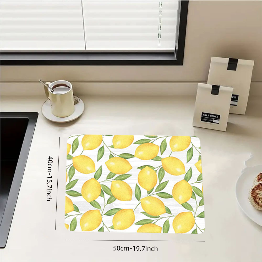Rubber Dish Drying Mat Lemon Small Fresh Style Washstand Drain Mat