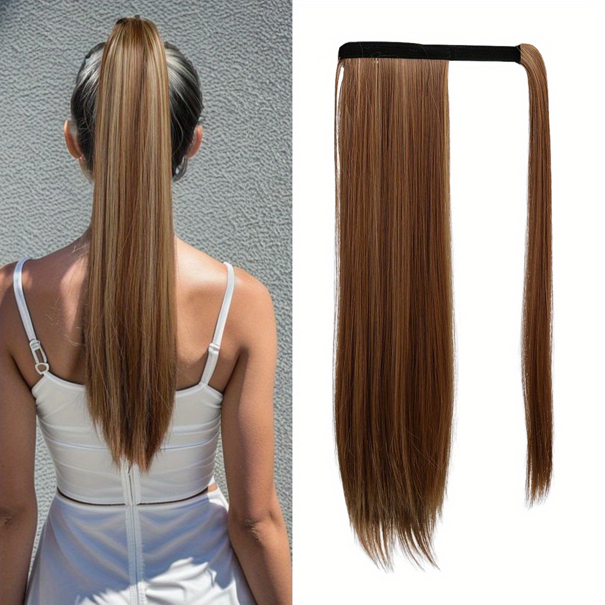 Long Straight Ponytail Extensions Synthetic Clip In Hair Extensions