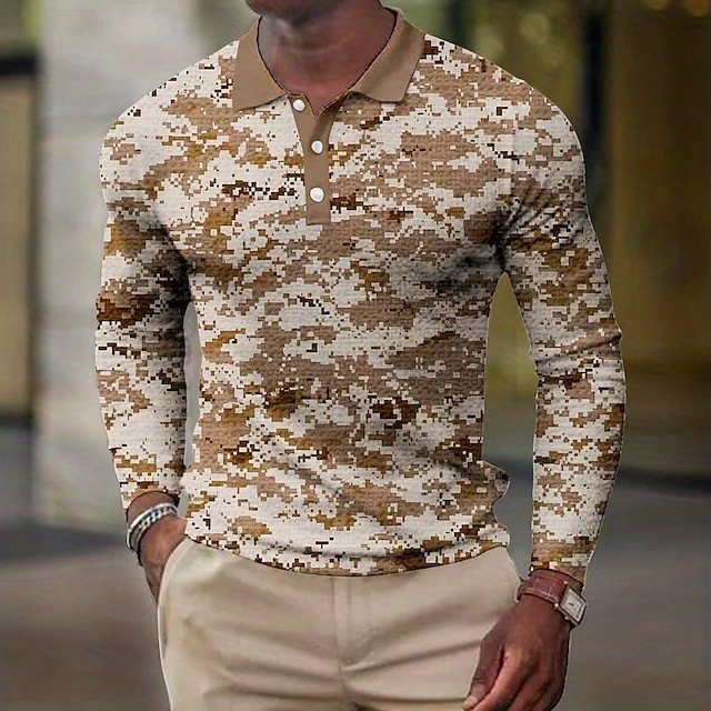 Camouflage long cheap sleeve polo