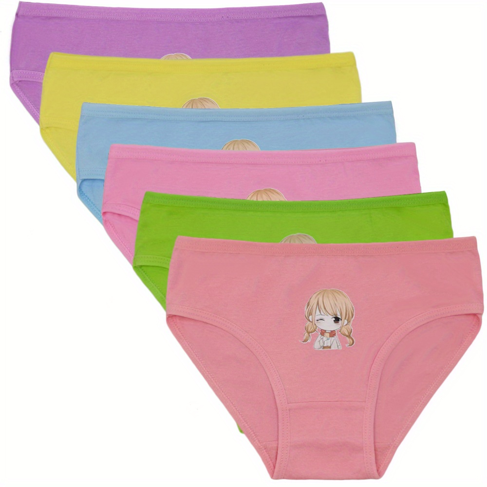 4pcs Girl's Breathable Briefs, Anime Girl Print Panties, Random Colors  Comfy Kid's Underwear For Girls 5-10Y