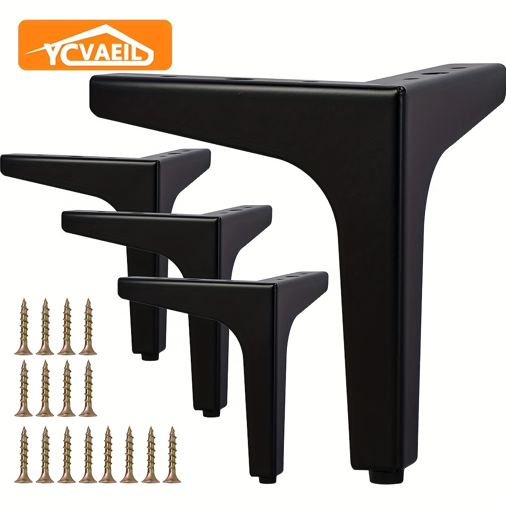  WXZX Patas para muebles, color negro, 4 piezas de 6 pulgadas,  patas de metal de hierro para armario, mesa de café, patas de sofá,  capacidad de transporte de sobrecarga, para mantener