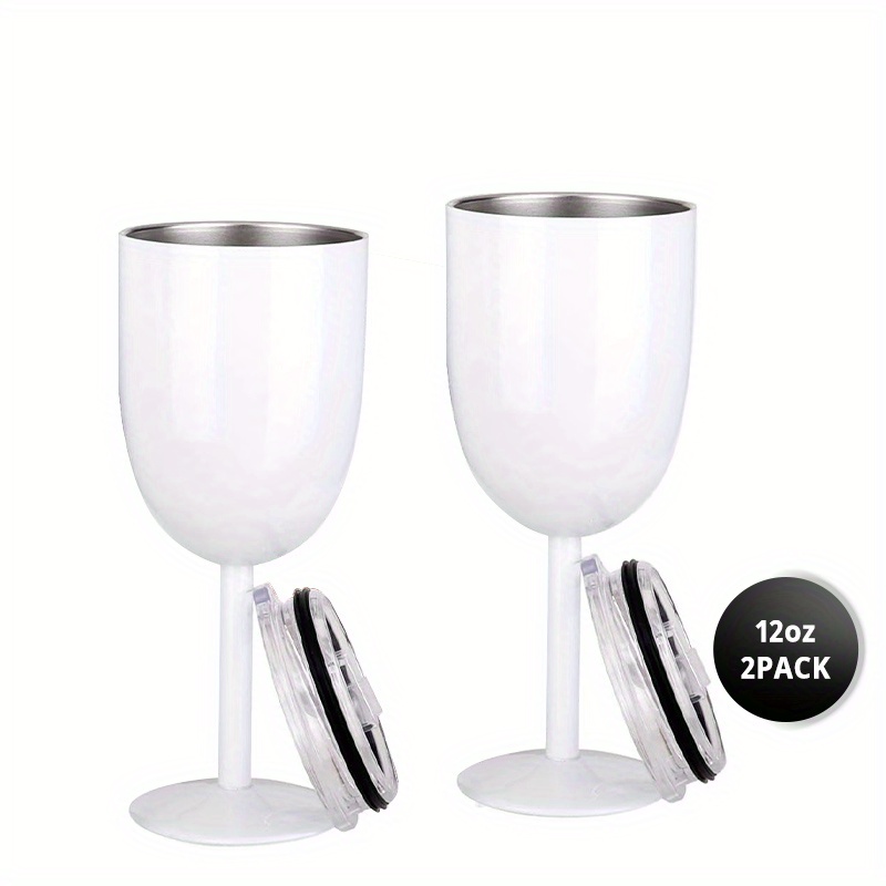 2 Packs, 12oz Stainless Steel Wine Glasses Cups, Double Walled Vacuum  Insulated Goblet, Wine Tumbler With Lid, For Friendship, Christmas,  Birthday And