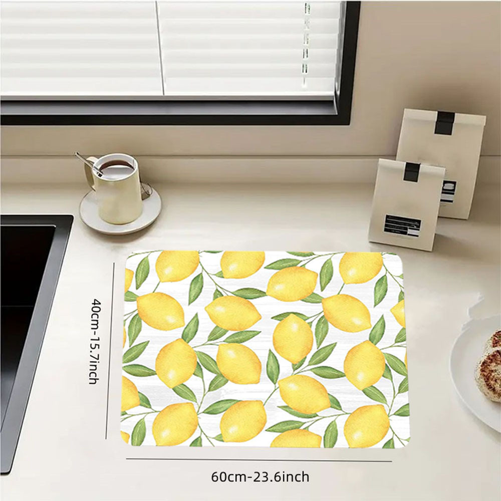 Rubber Dish Drying Mat Lemon Small Fresh Style Washstand Drain Mat
