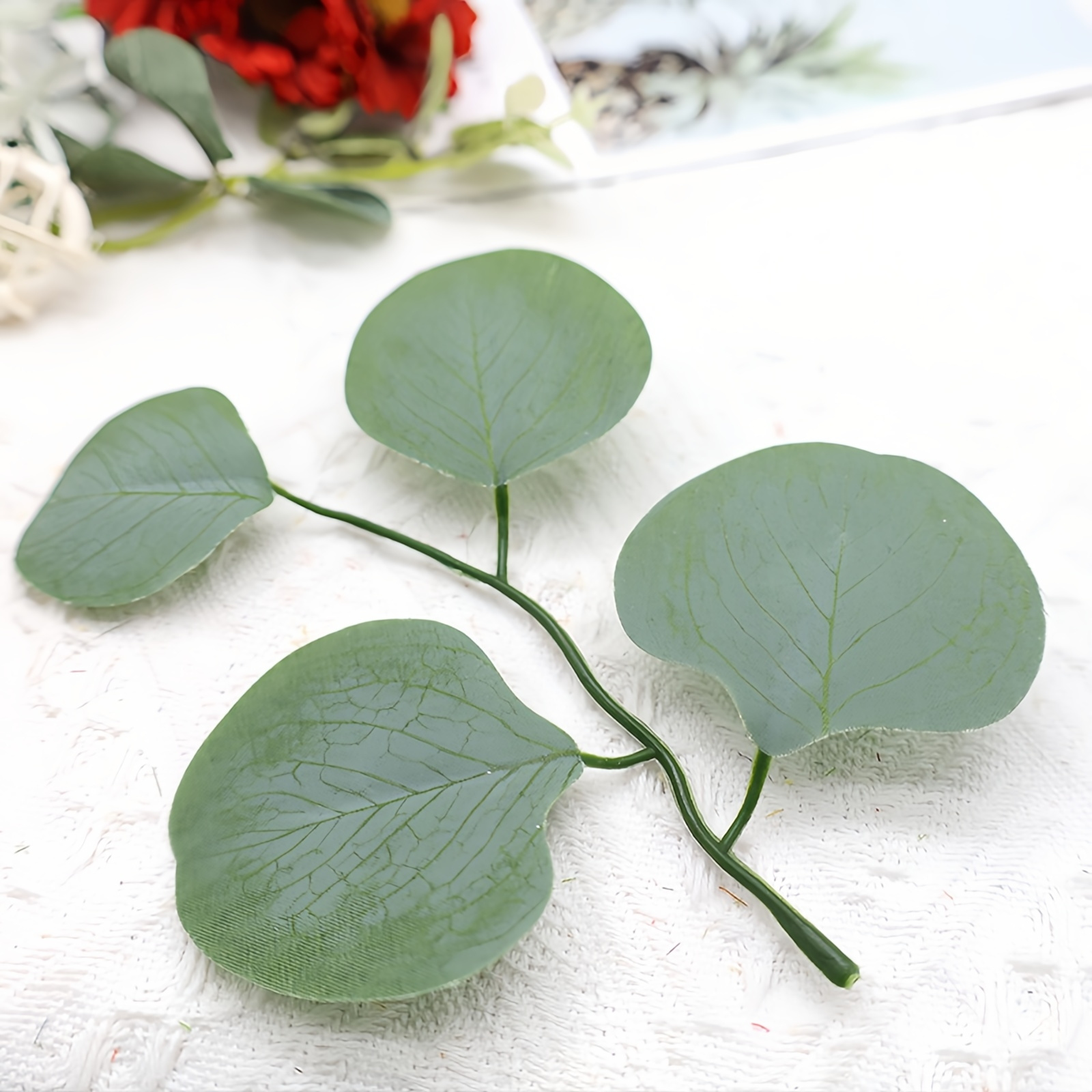 Artificial Green Leaves, Bulk Silk Greenery Fake Rose Flower Leaves For