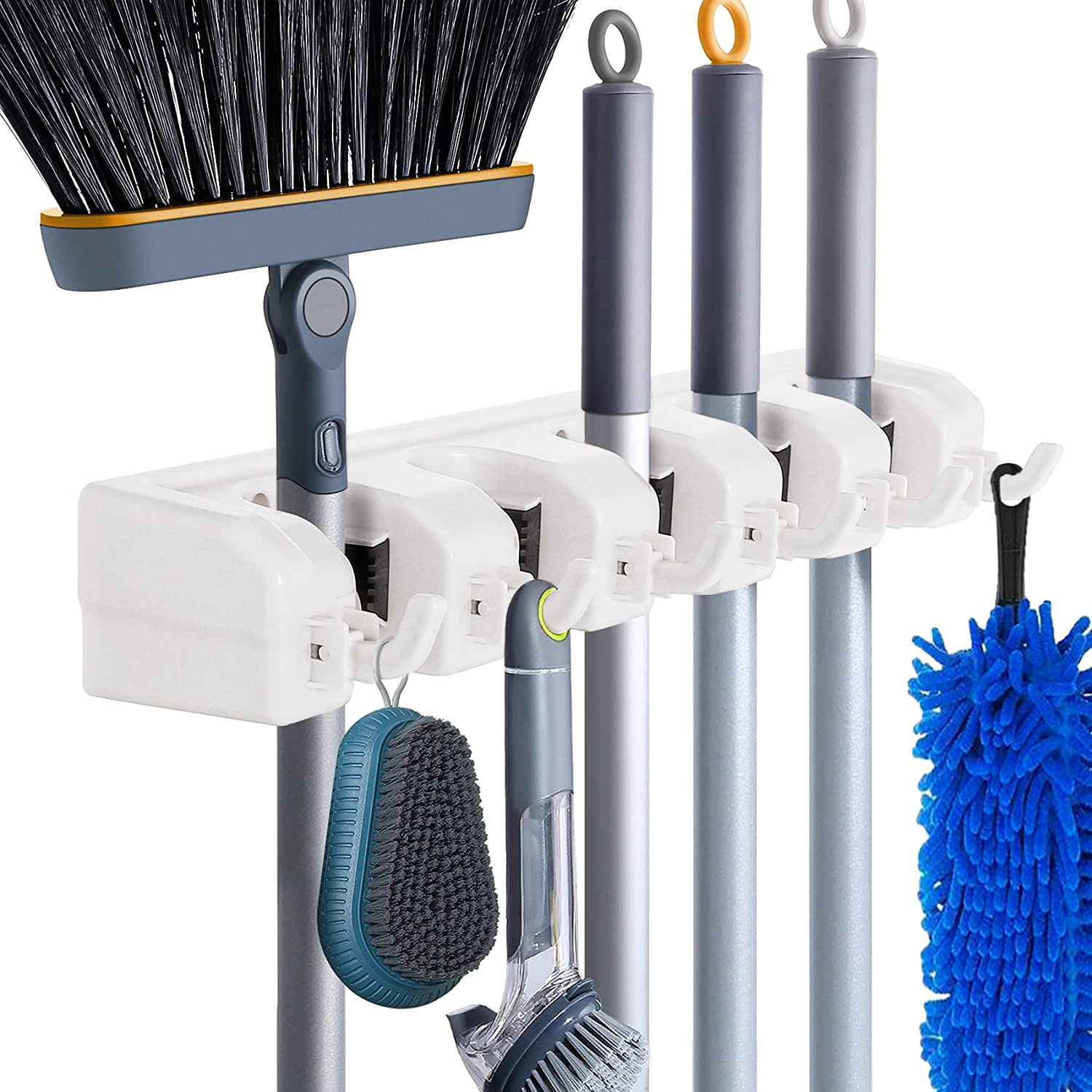 HOME IT Mop And Broom Holder - Garage Storage Systems with 5 Slots