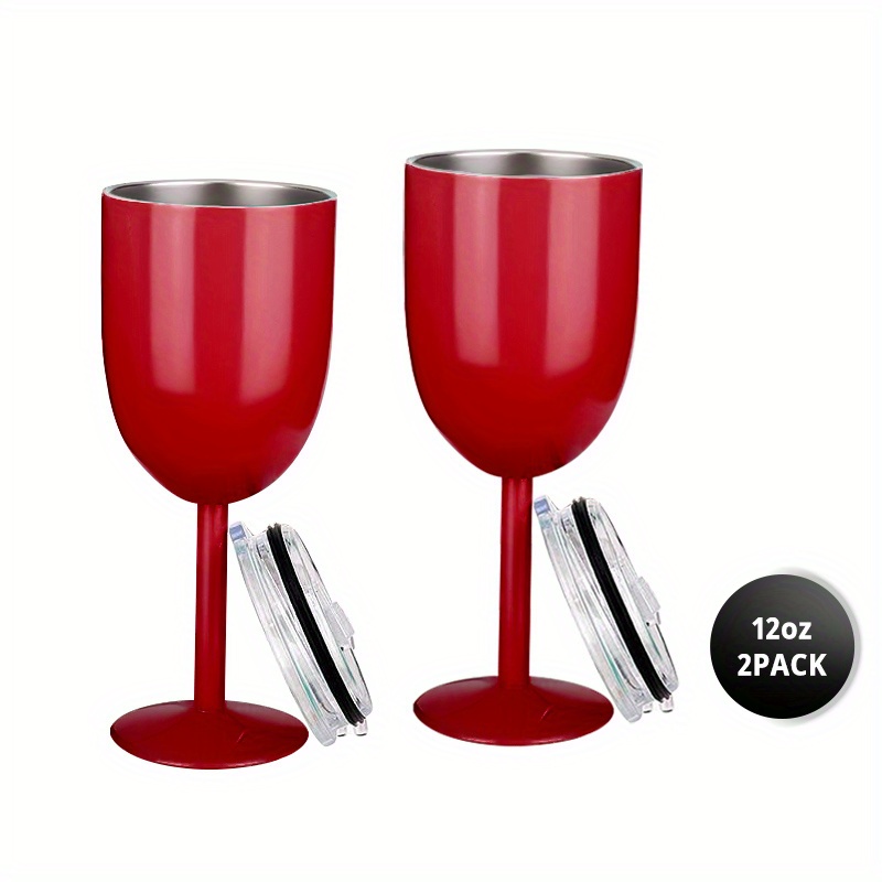 Stainless Steel Wine Glasses with Lid - 12 oz Double Wall Insulated Outdoor  Wine Tumblers - 100% Unb…See more Stainless Steel Wine Glasses with Lid 