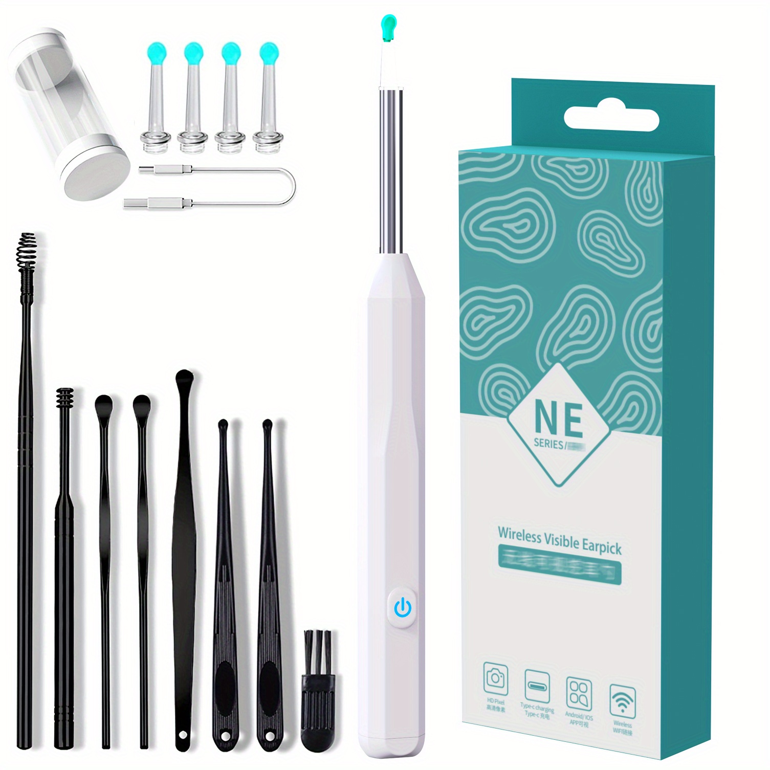 Ear Cleaner With Camera,ear Cleaner Earwax Removal Kit,otoscope With Light,ear  Cleaner With Silicone Ear Spoon Cover,ear Wax Removal Kit With 6-ear Pick, ear Camera For Iphone, Ipad, Android Phones - Temu United Arab