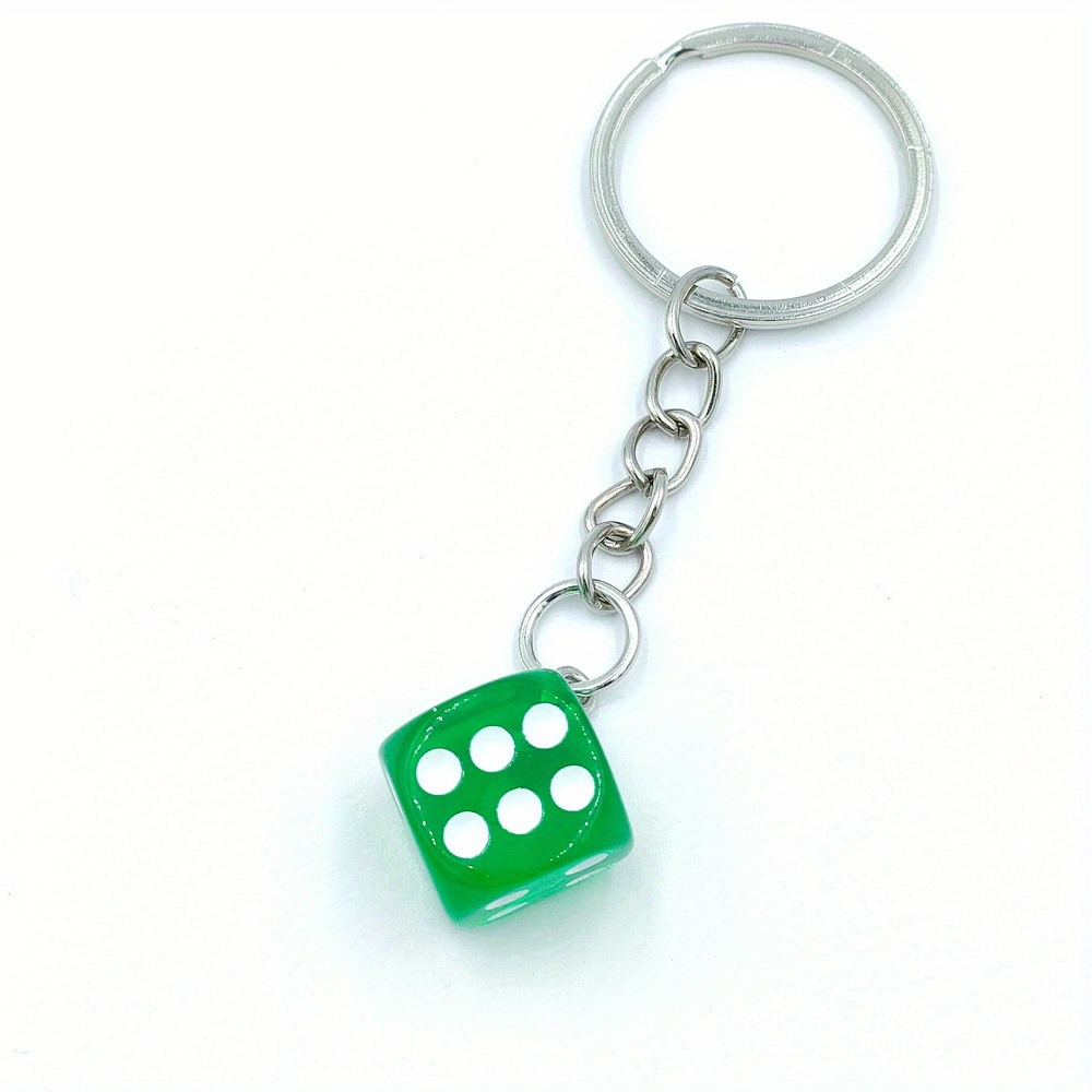 Keyring with rhinestone dice charms