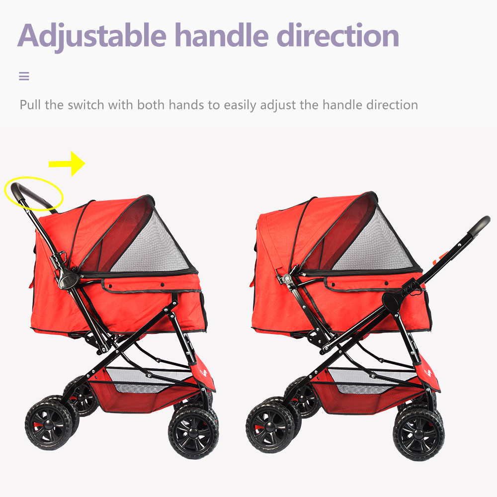 Dog stroller reversible store handle