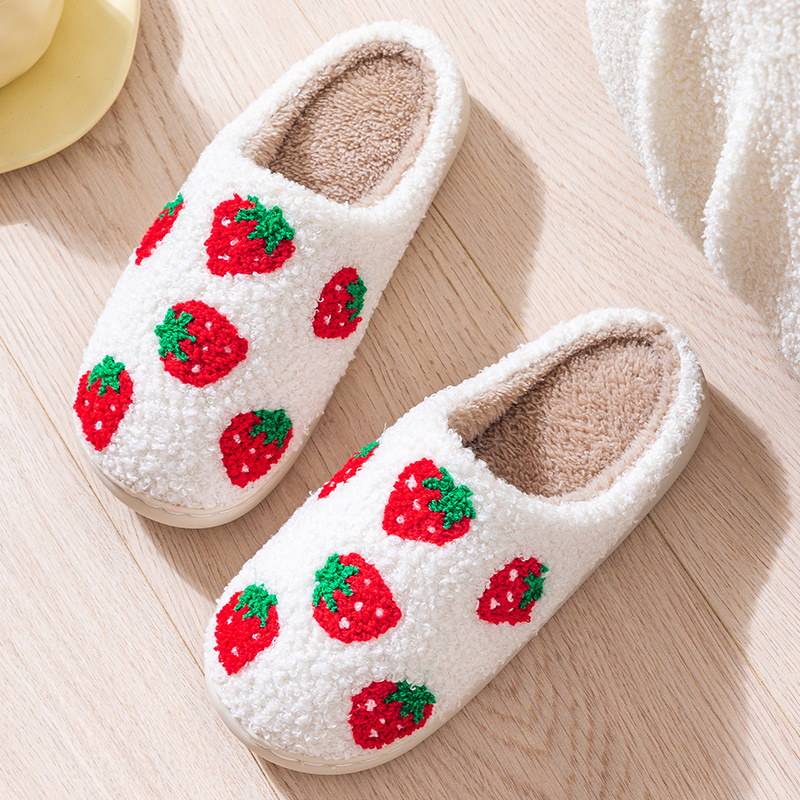 Cute Strawberry Plush Slippers Cozy Indoor Closed Toe Fuzzy Temu 9007